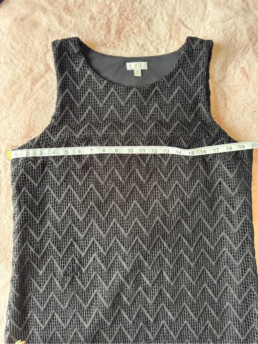 Charming Charlie Black ZipZag Sheath Dress Size Medium